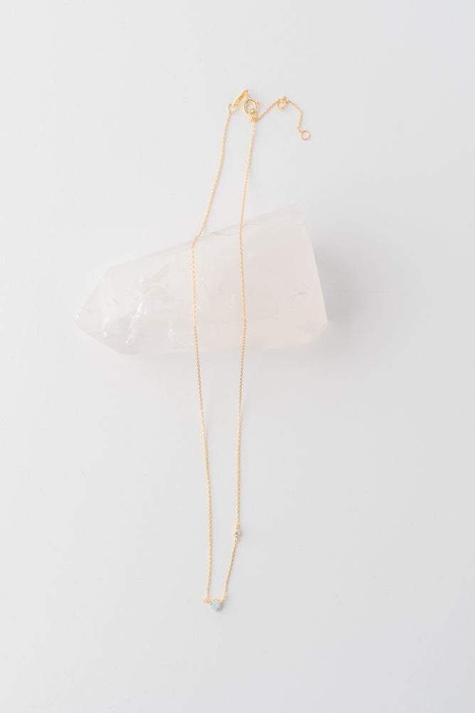Opal/CZ Simple Gold Chain
