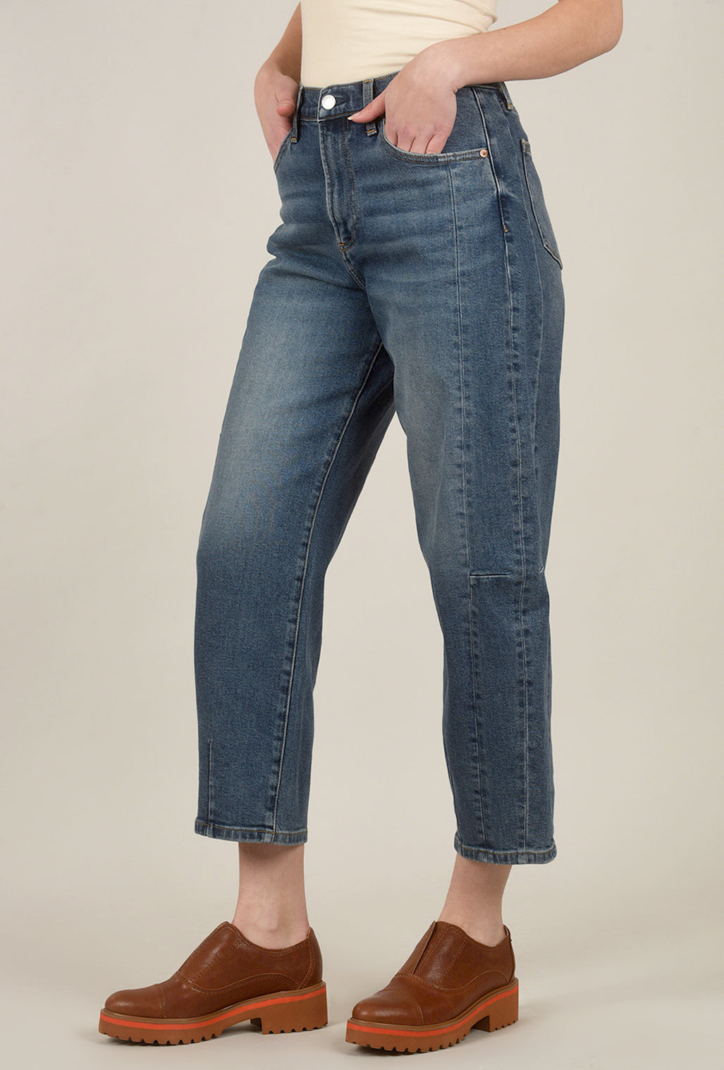 Pistola Eli High-Rise Arched Leg Denim, Augustus Blue 