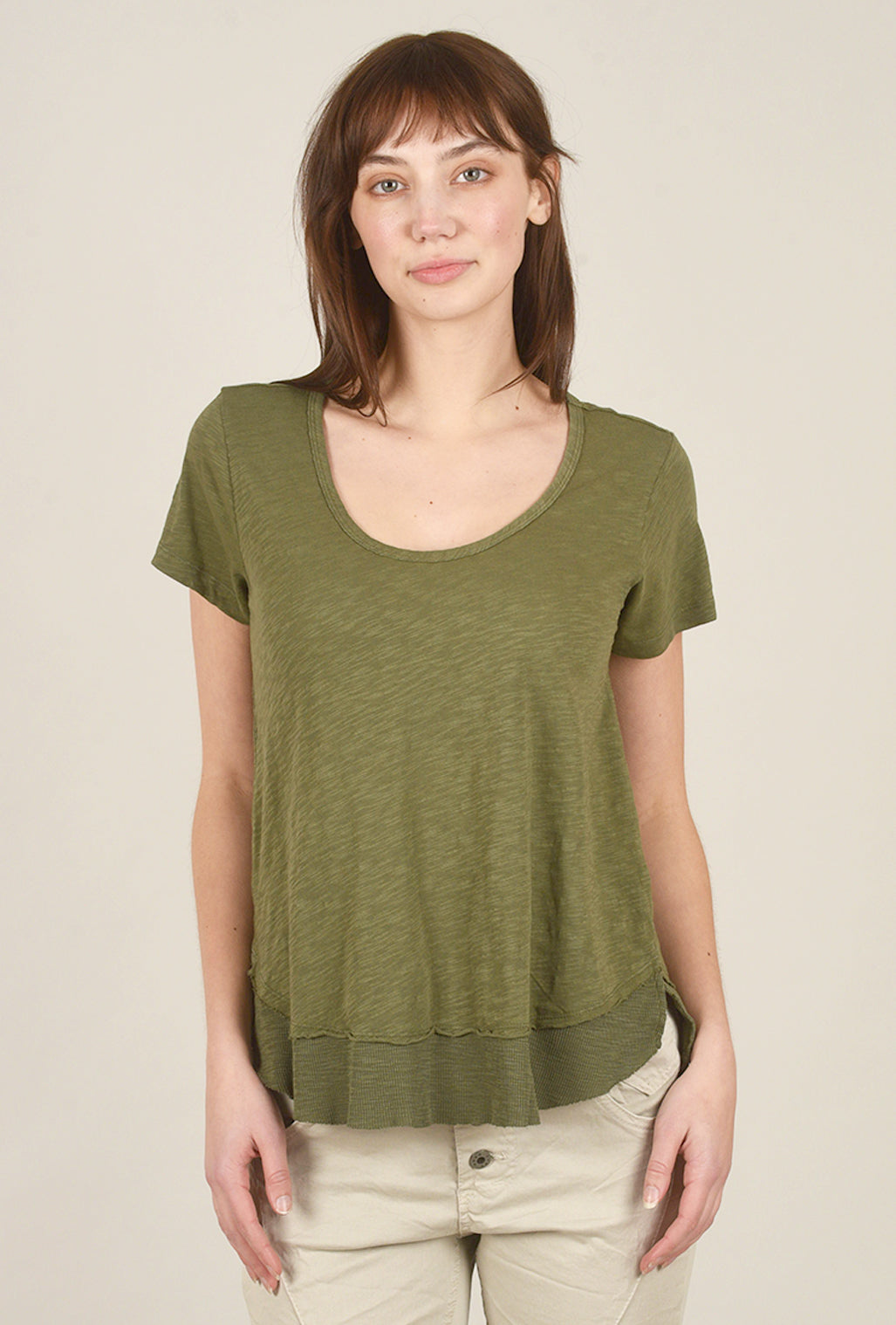 Mododoc S/S Scoop Neck Tee, Moss 