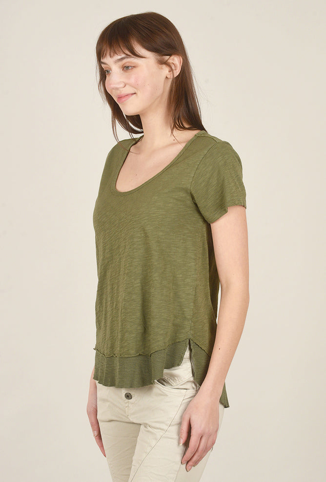 Mododoc S/S Scoop Neck Tee, Moss 