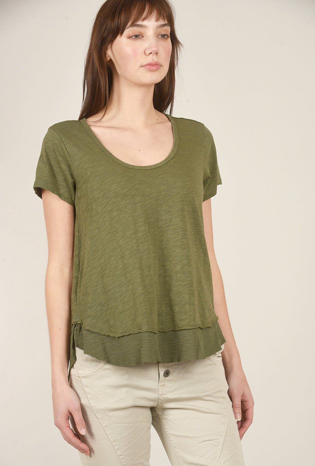 Mododoc S/S Scoop Neck Tee, Moss 