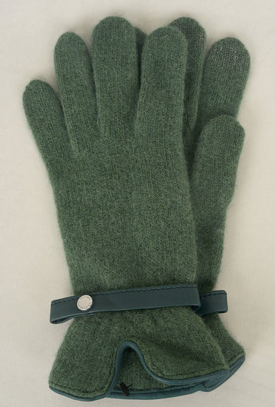 Santacana Madrid Leather Piped Wool & Angora Glove, Pino 