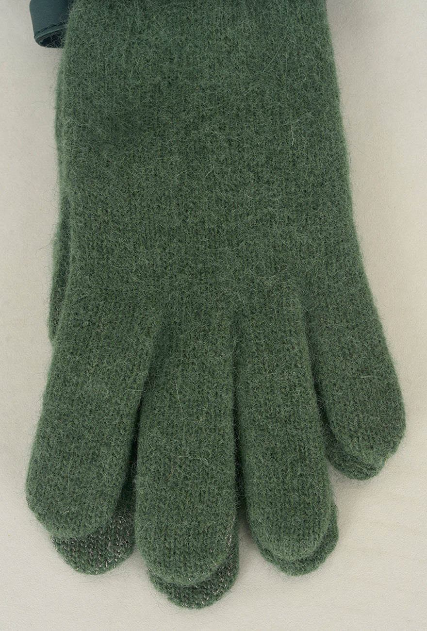 Santacana Madrid Leather Piped Wool & Angora Glove, Pino One Size Pino