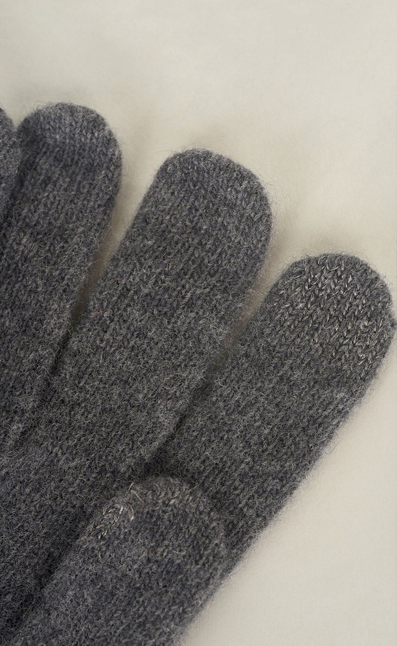 Contrast Piping/Button Wool/Cashmere Glove, Marengo