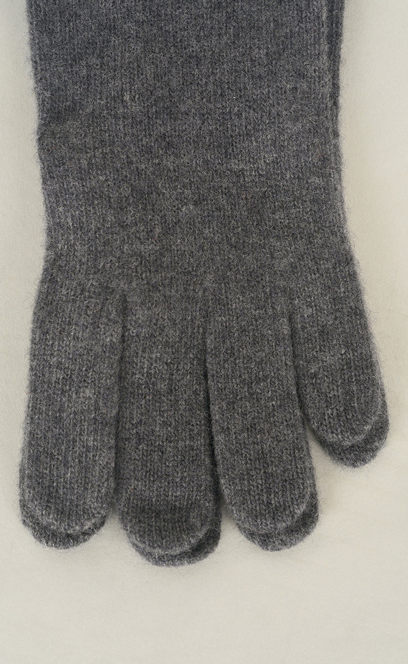 Contrast Piping/Button Wool/Cashmere Glove, Marengo