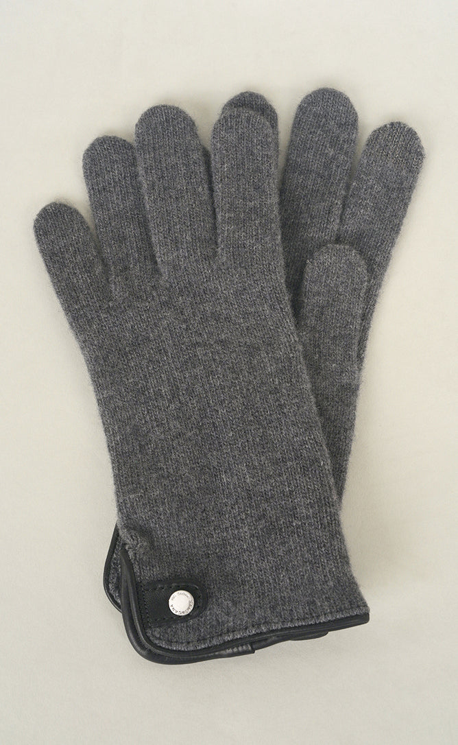 Leather Tab Wool/Cashmere Glove, Marengo