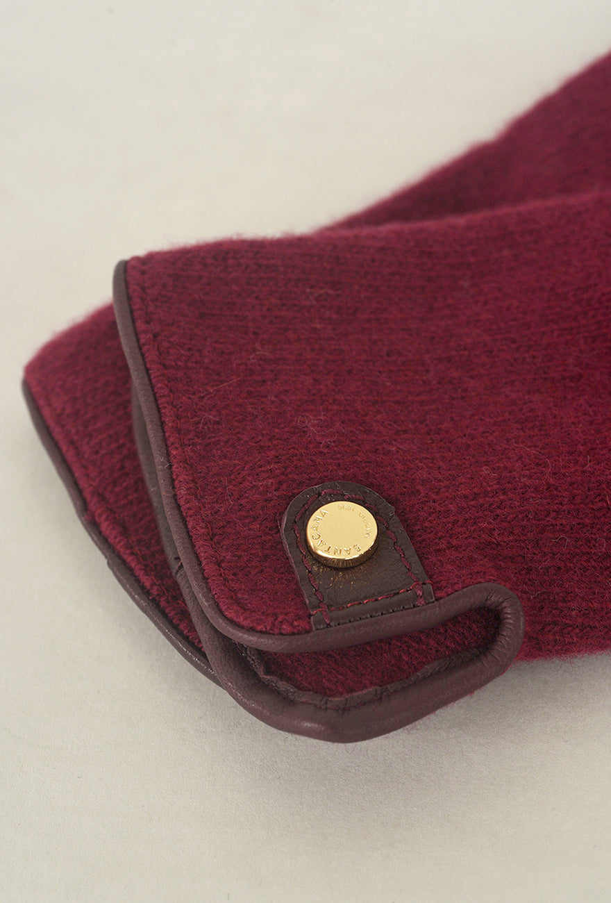 Leather Tab Wool/Cashmere Glove, Vino