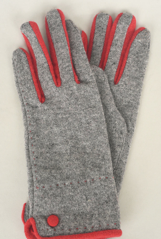 Santacana Madrid Bicolor Knit Wool/Cashmere Glove, Gris One Size Gris