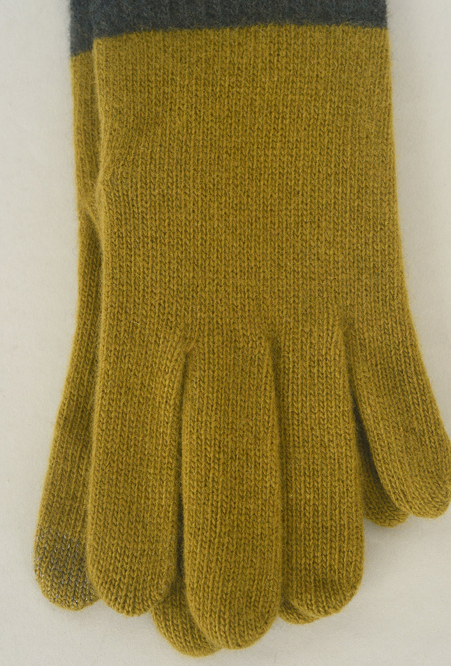 Santacana Madrid Long Wool/Cashmere Ribbed Knit Glove, Musgo One Size Musgo