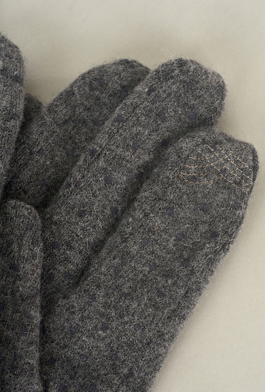 Santacana Madrid Pindot Wool Knit Gloves, Gris One Size Gris