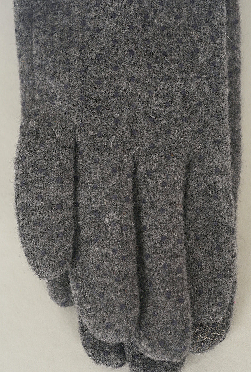 Santacana Madrid Pindot Wool Knit Gloves, Gris One Size Gris