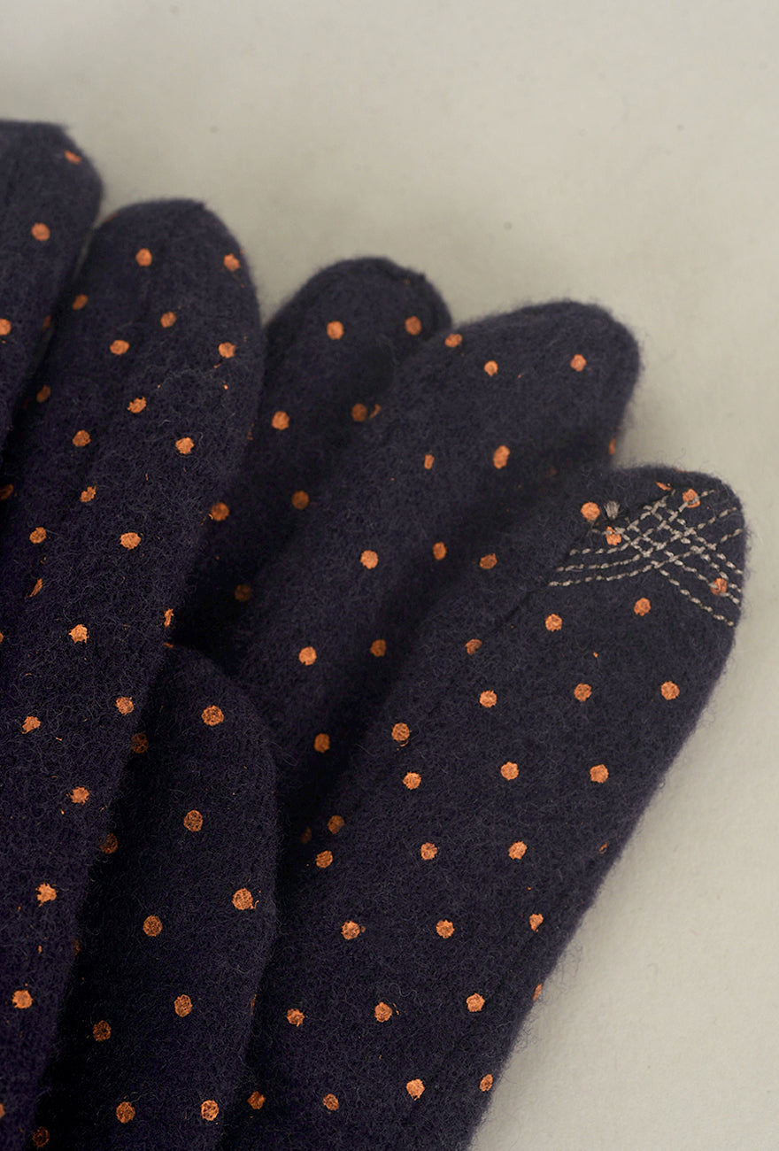 Santacana Madrid Pindot Wool Knit Gloves, Marino One Size Marino