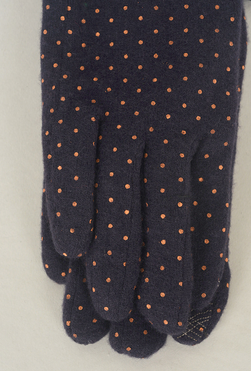 Santacana Madrid Pindot Wool Knit Gloves, Marino One Size Marino