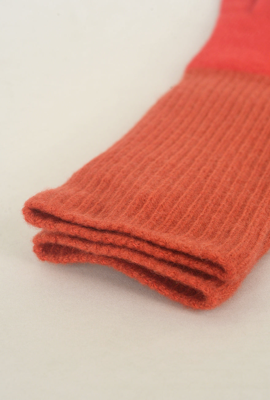 Santacana Madrid Long Wool/Cashmere Ribbed Knit Glove, Carmine One Size Carmine