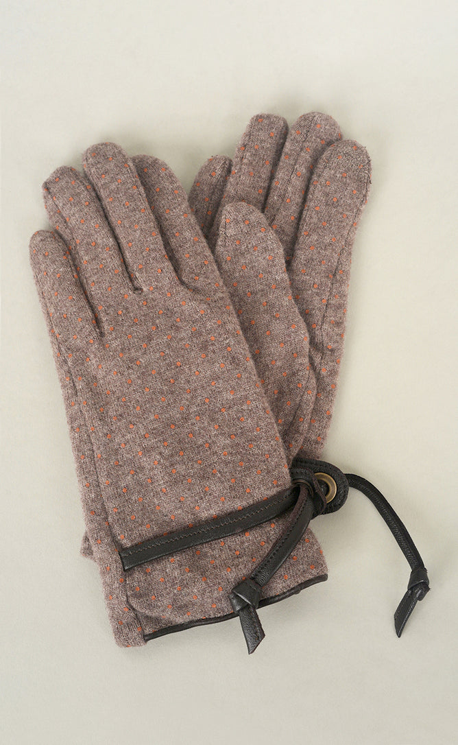 Santacana Madrid Pindot Wool Knit Gloves, Vison One Size Vison