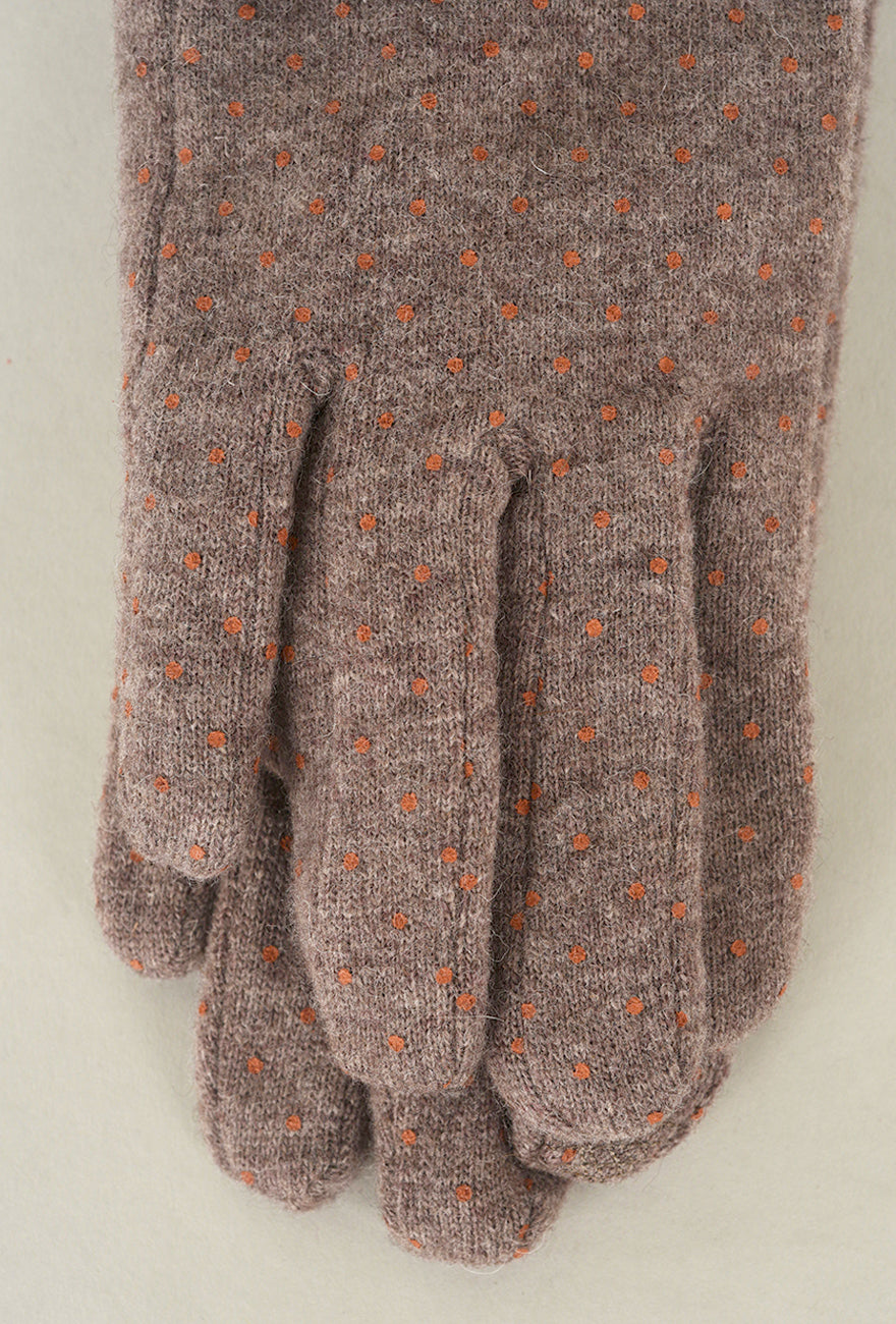 Santacana Madrid Pindot Wool Knit Gloves, Vison One Size Vison