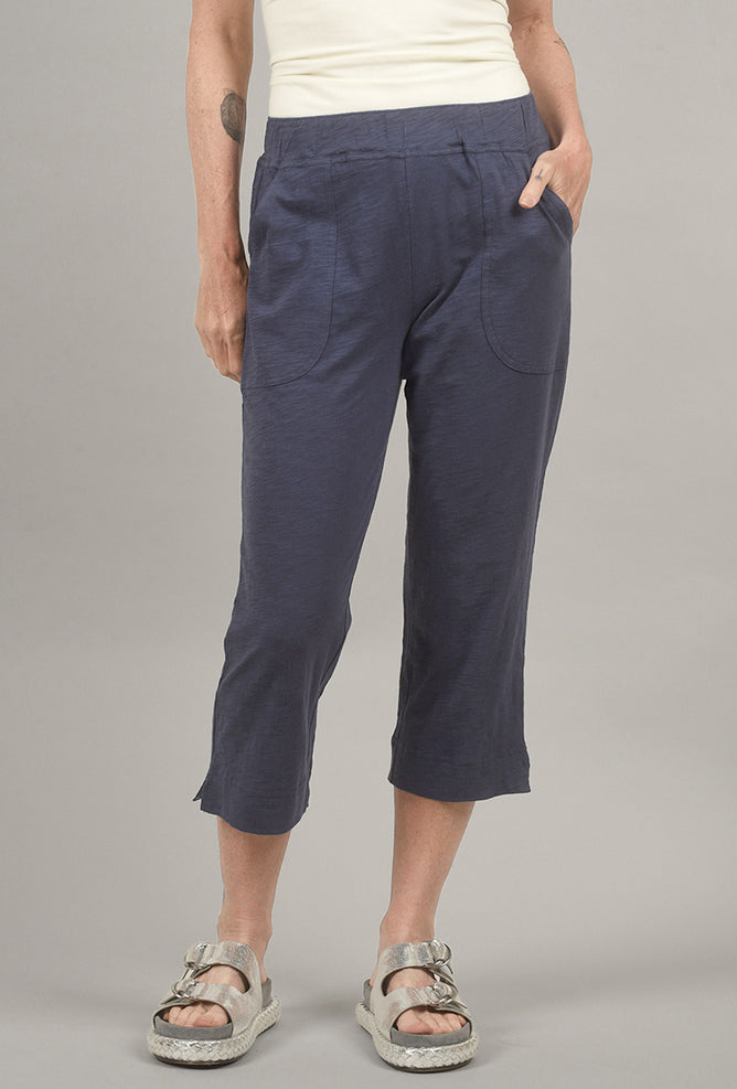 Escape by Habitat Cotton Slub Pocket Capri, Navy 