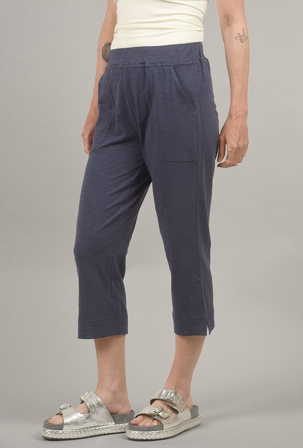 Escape by Habitat Cotton Slub Pocket Capri, Navy 