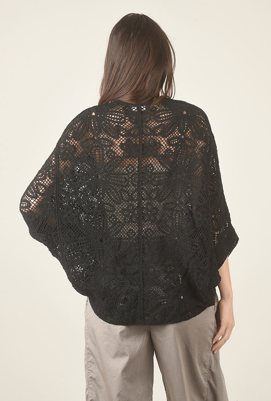 POL Crochet Batwing Cardie, Blac 