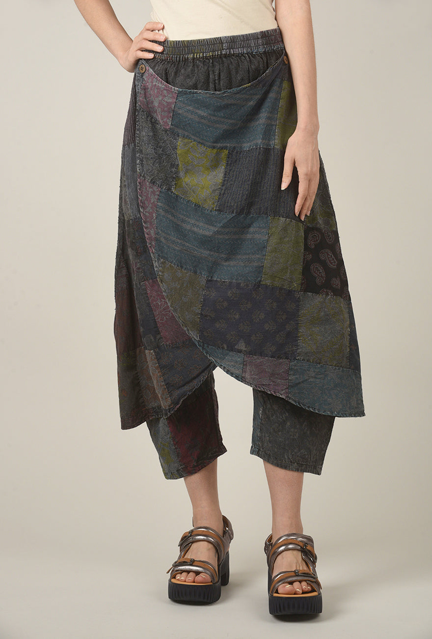 POL Crossover Wrap Pant, Charcoal Multi 