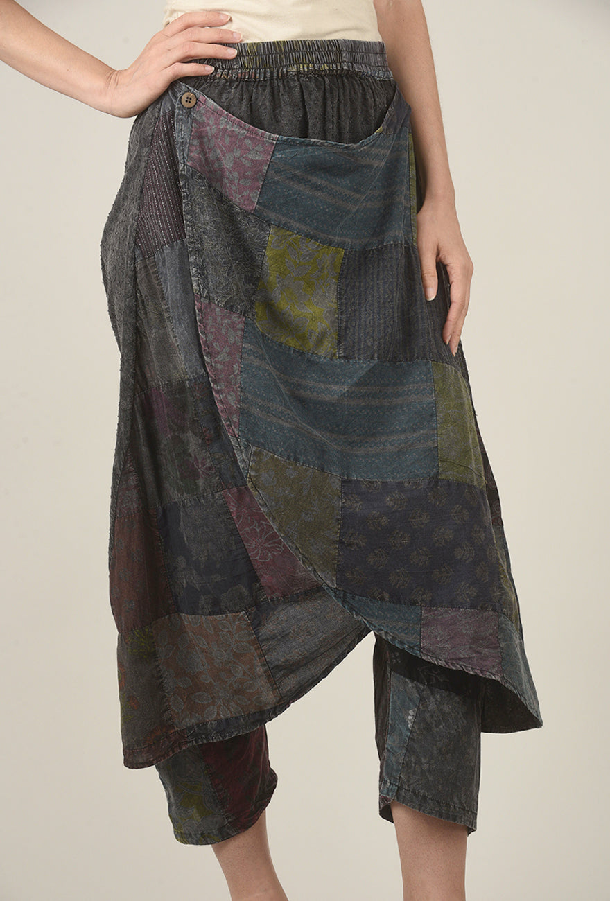 POL Crossover Wrap Pant, Charcoal Multi 