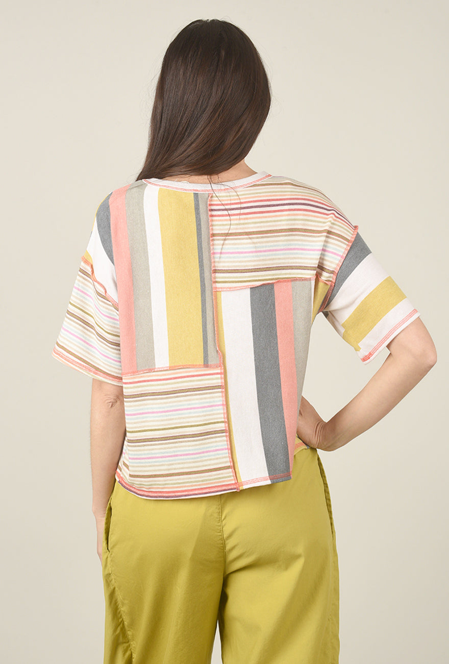Mixed Stripes Top, Pink Multi
