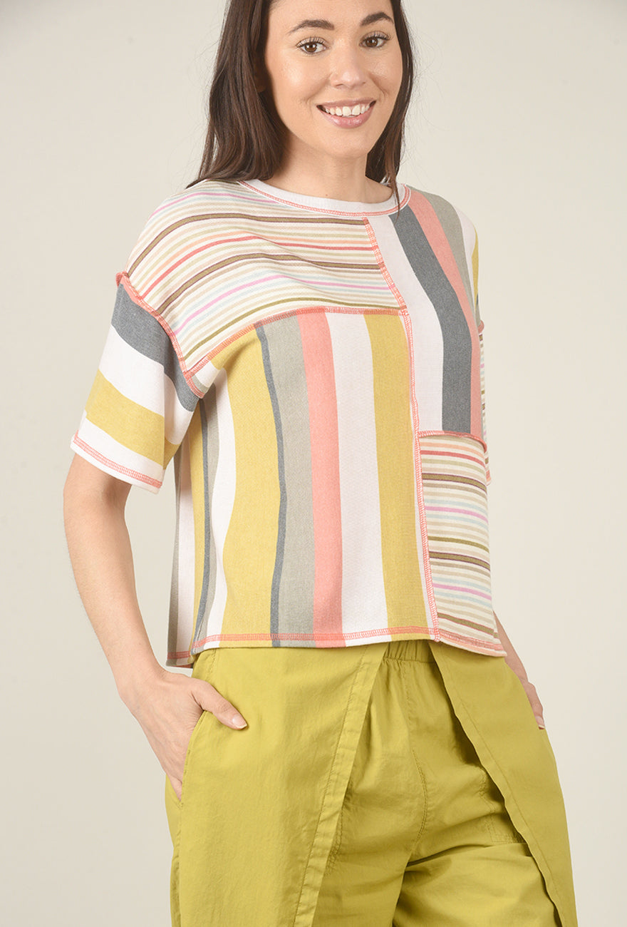 Mixed Stripes Top, Pink Multi