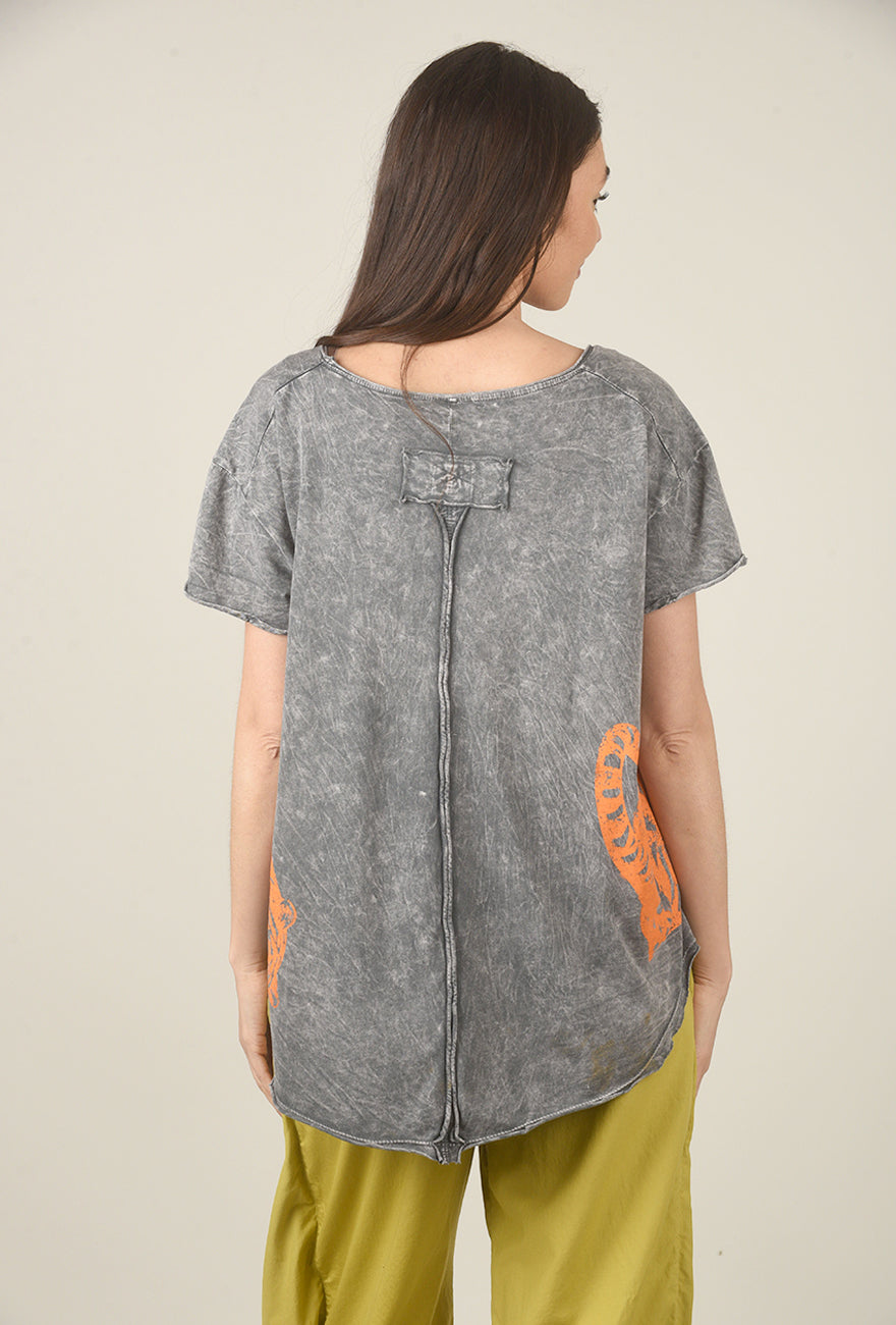 Tiger Graphic Tee, Gray