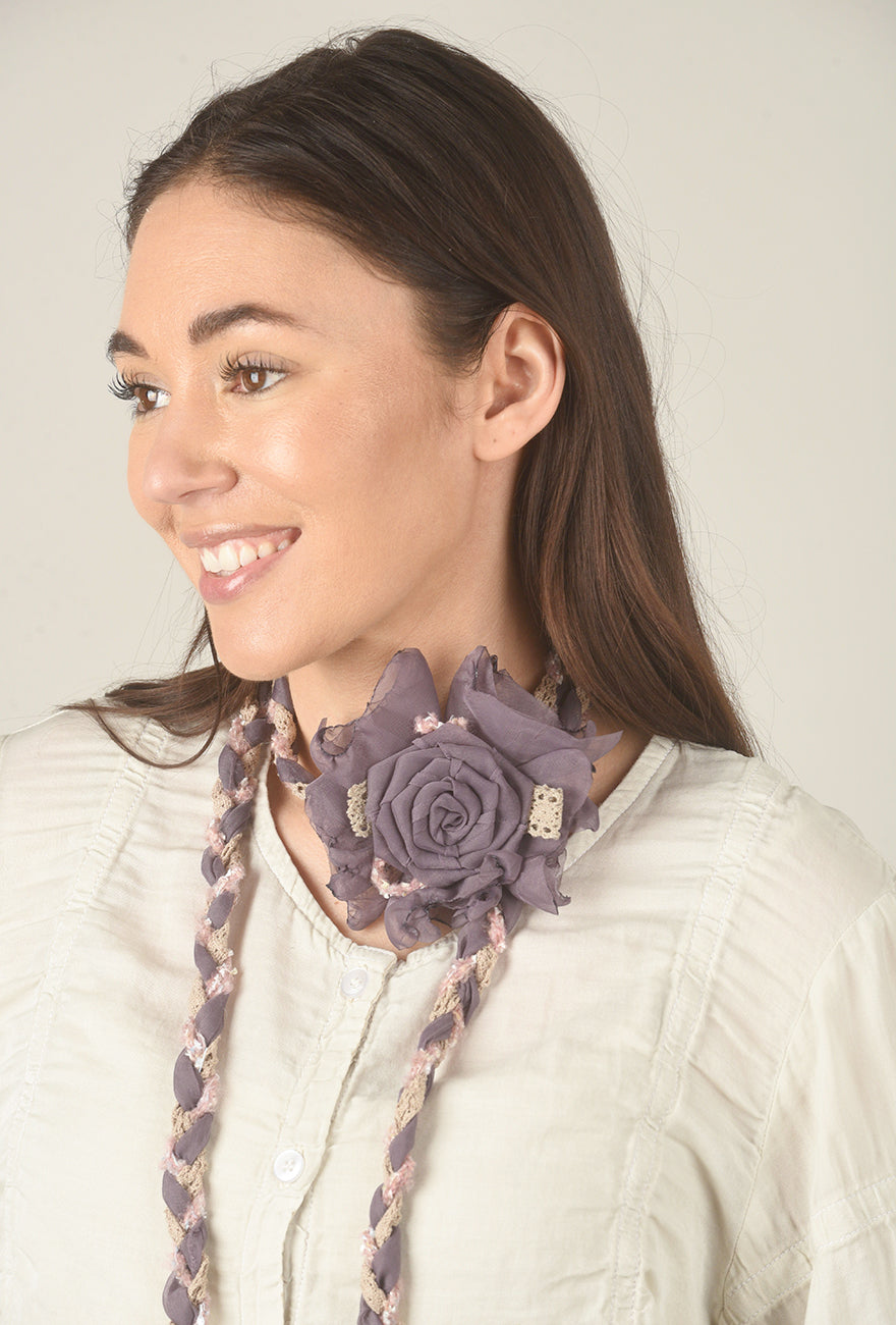 POL Handmade Crochet Flower Belt, Orchid 