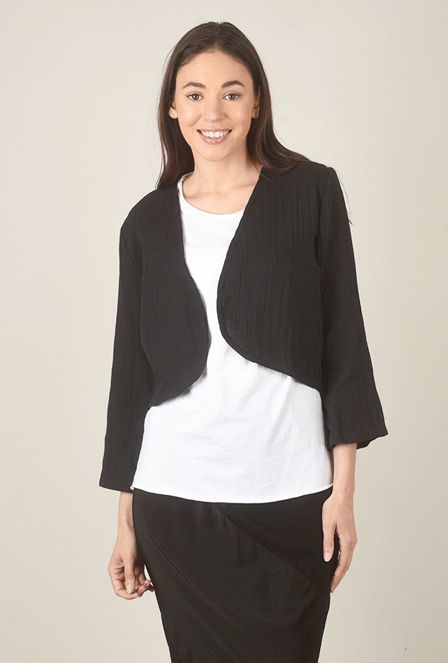 Cotton Gauze Bolero, Black
