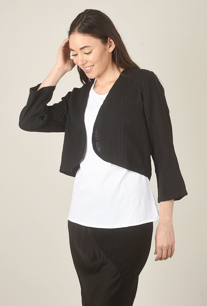 Cotton Gauze Bolero, Black