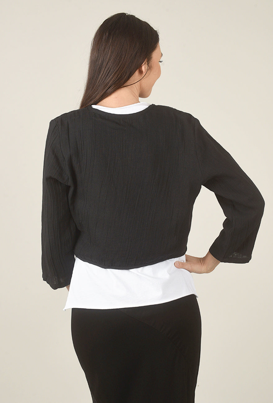 Cotton Gauze Bolero, Black