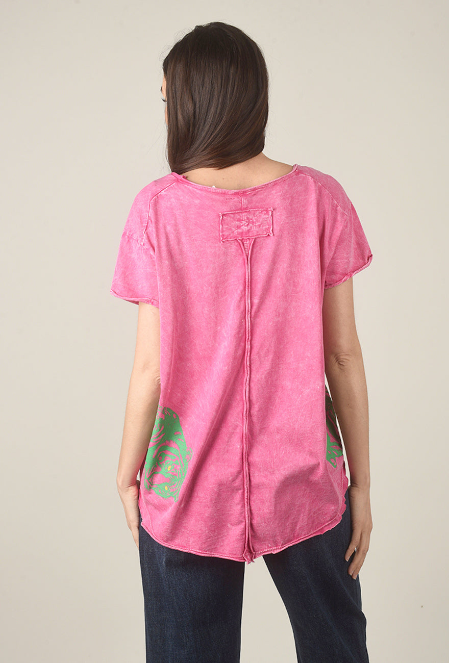 Tiger Graphic Tee, Pink Angle 3