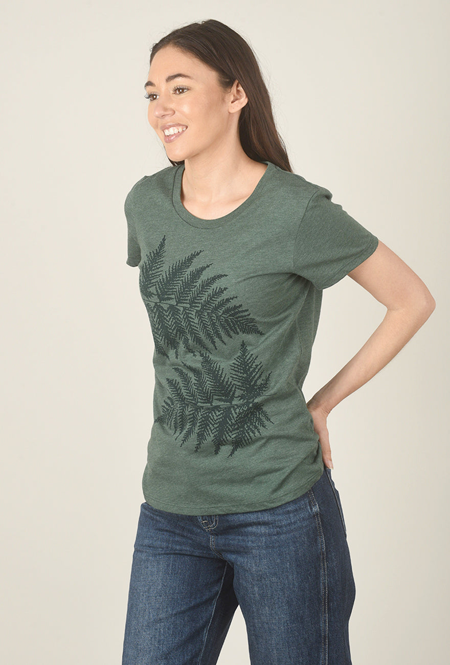 Fern Leaves Tee, Forest Green Angle 2