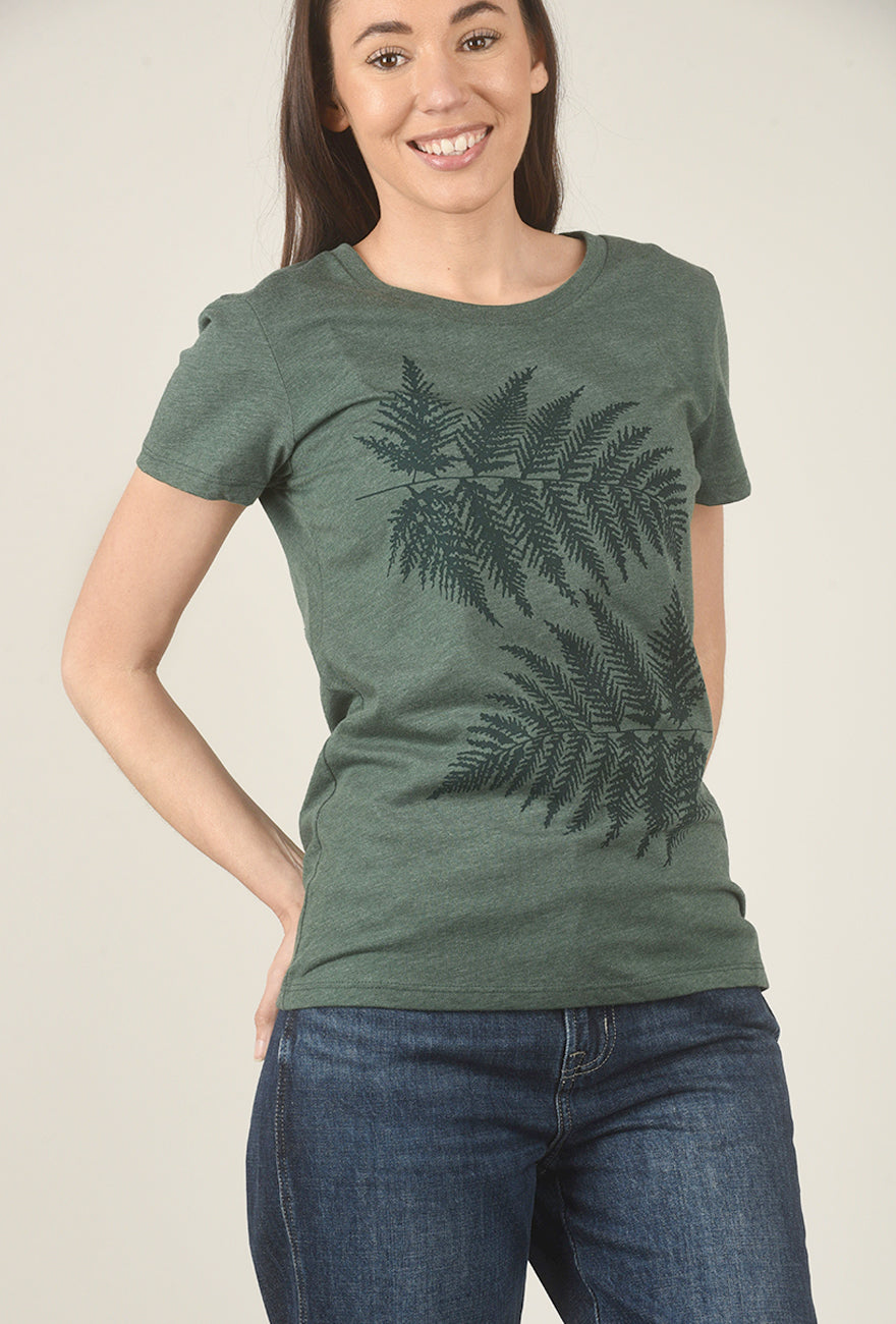 Fern Leaves Tee, Forest Green Angle 4