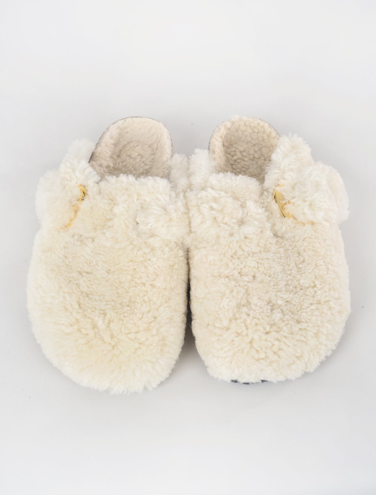 Birkenstock Boston Big Buckle Teddy Shearling, Eggshell 