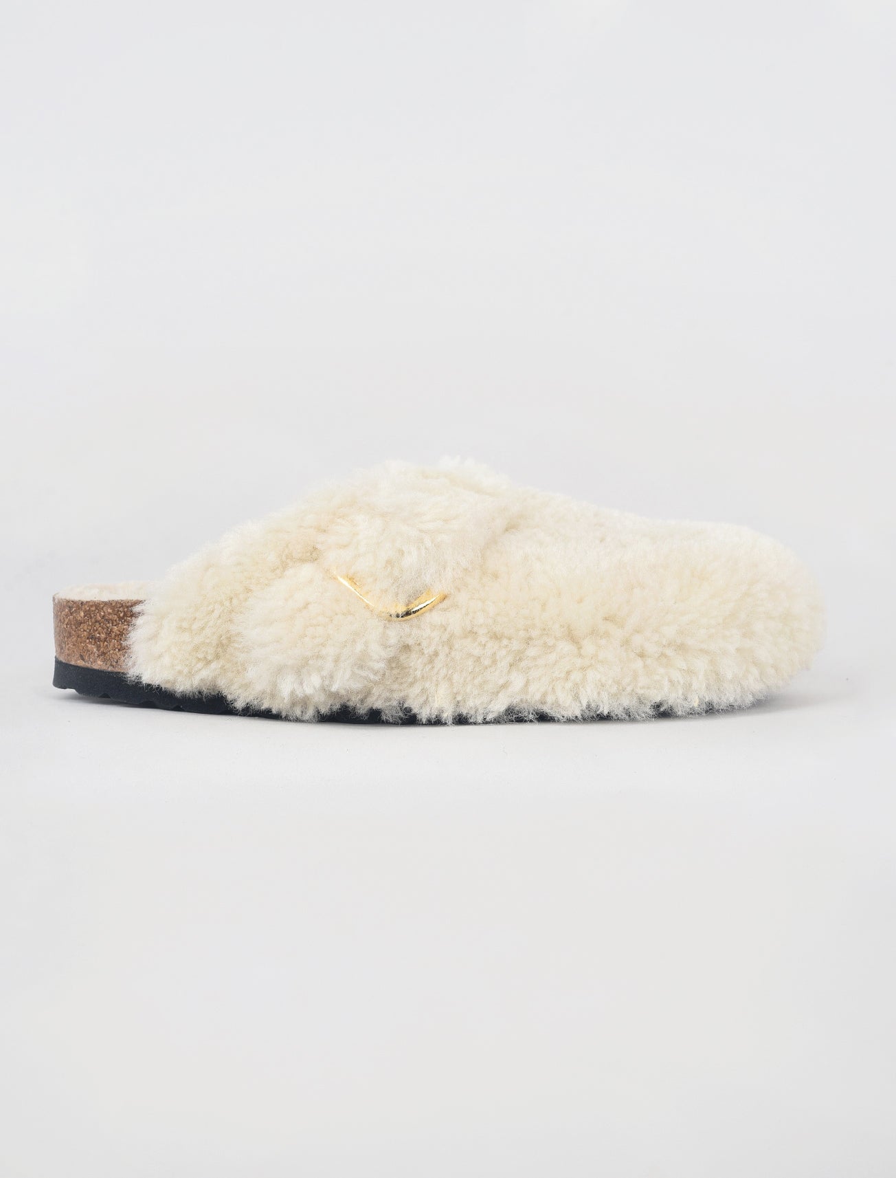 Birkenstock Boston Big Buckle Teddy Shearling, Eggshell 