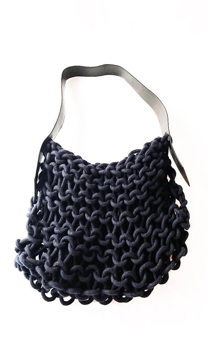 Alienina Alia Cashmere Woven Bag, Navy One Size Navy