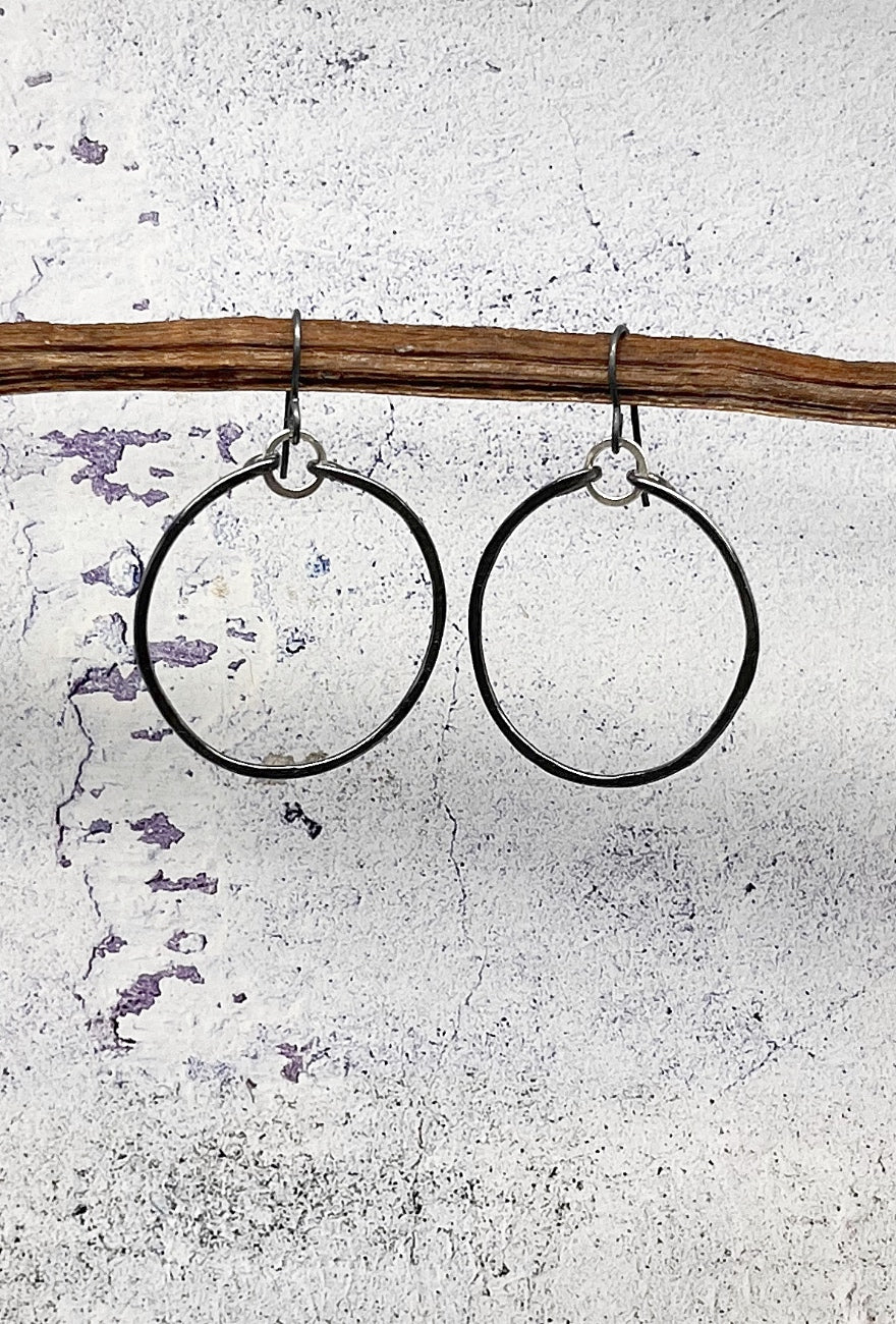 red i jewelry Baby Hoops, Oxidized Silver 