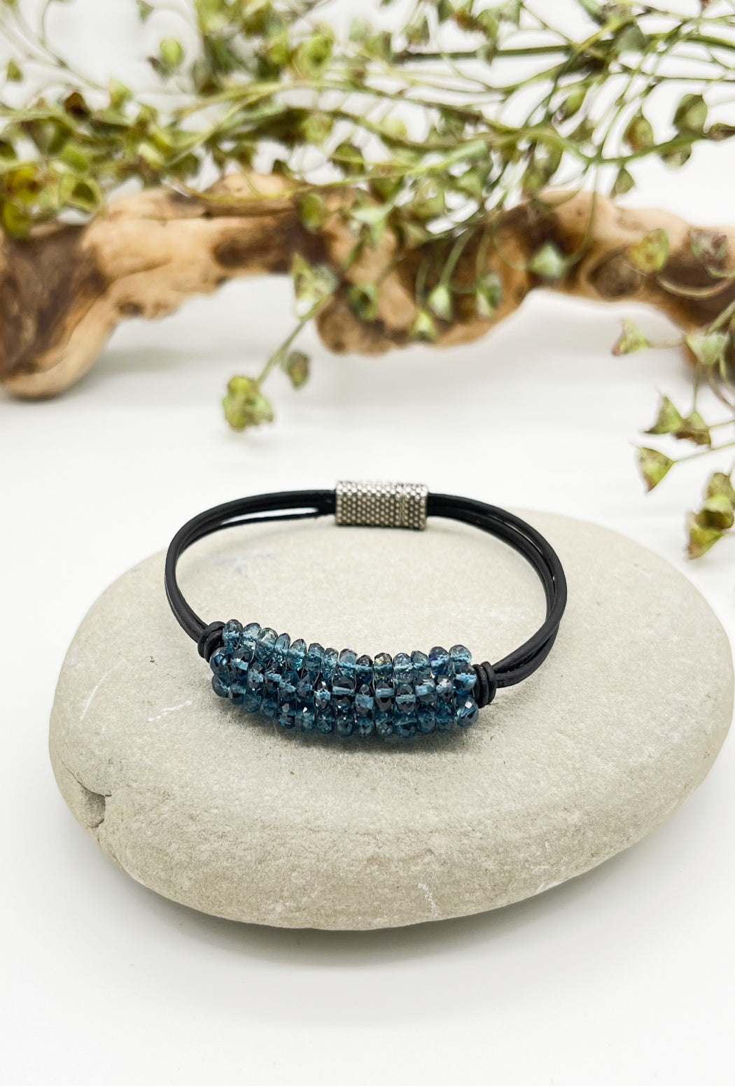 Martell Studio London Blue Topaz Leather Bracelet 