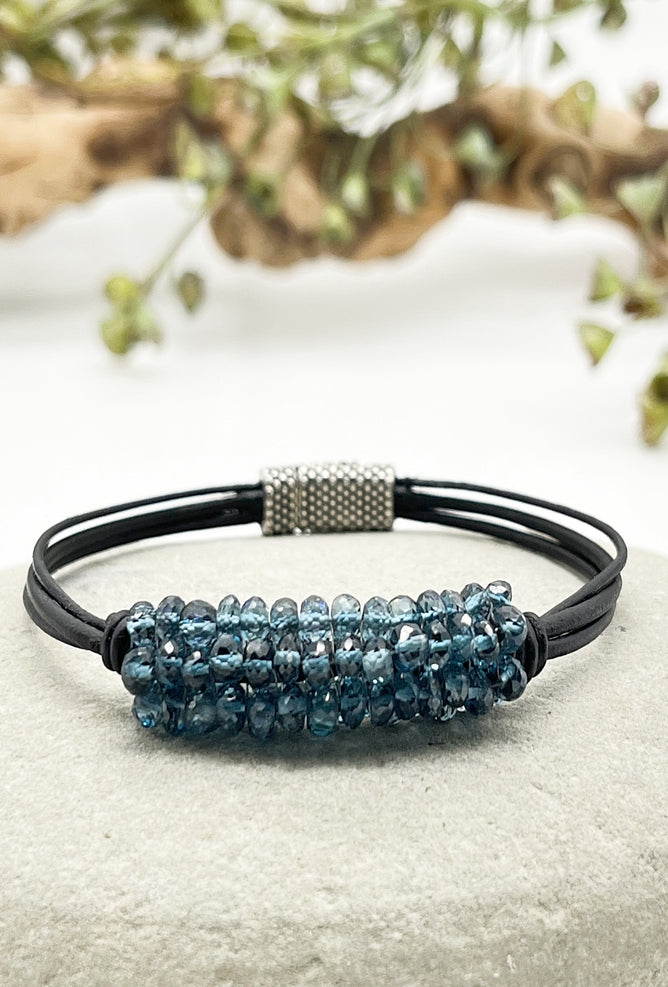 Martell Studio London Blue Topaz Leather Bracelet 