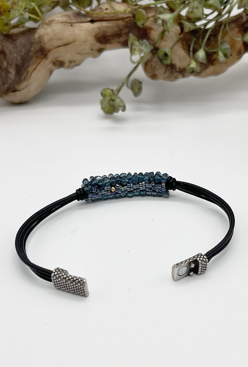 Martell Studio London Blue Topaz Leather Bracelet 