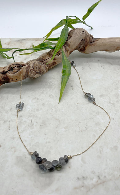 Rachel Atherley 14K Gold Caviar Eternity Neck, Moss Aquamarine 