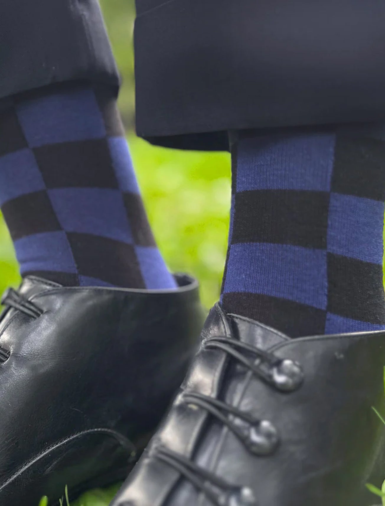 This Night Katsura Check Crew Socks, Midnight/Black 