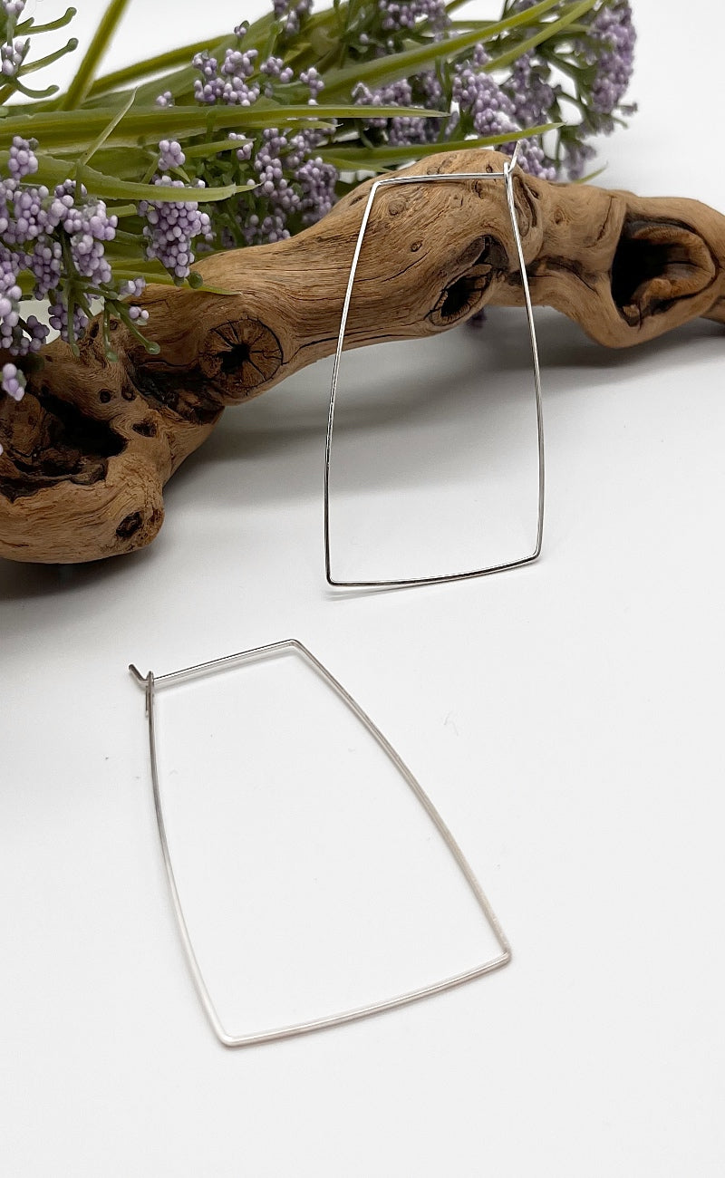 Delisch Large Square Hoops, Silver 
