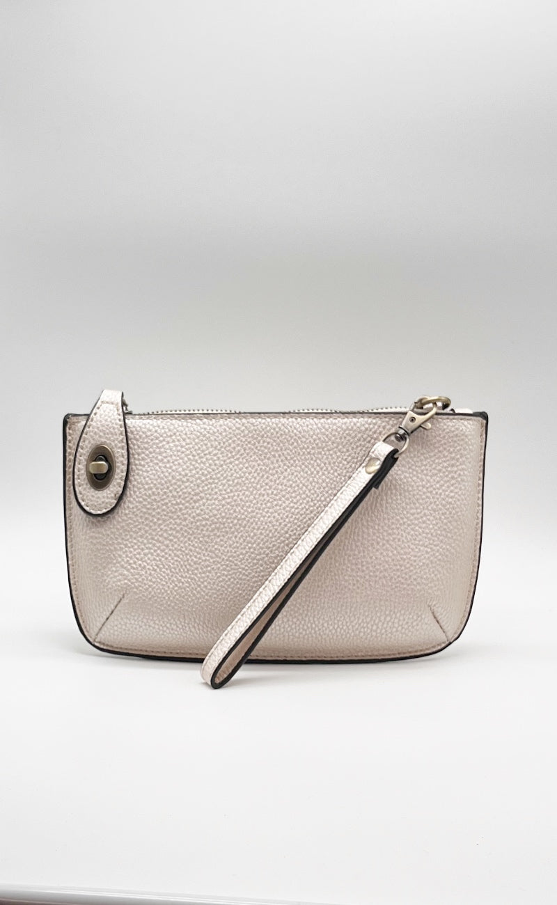 Joy Susan Mini Crossbody Wristlet, Metallic Pearl 