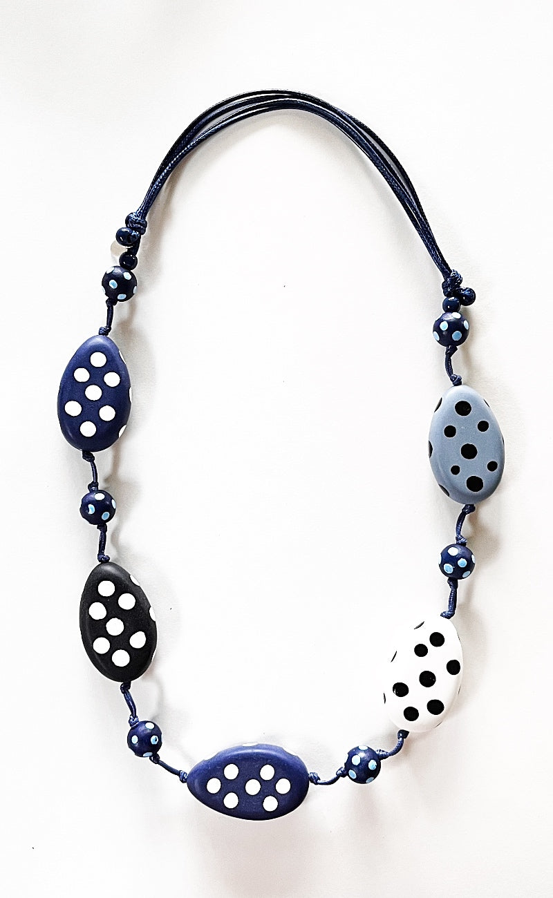 Sylca Designs Polka Dot Molly Necklace, Blue One Size Blue