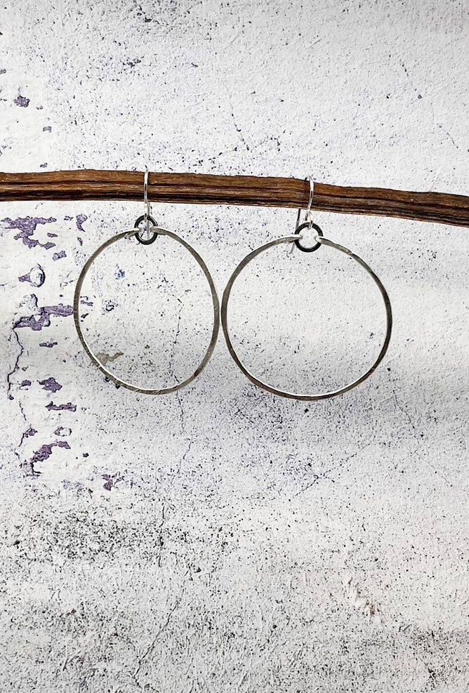 red i jewelry Pill Box Hoops, Bright Silver 