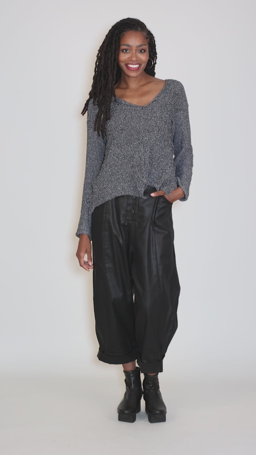 Countess Pullover, Black Speckle Angle 5