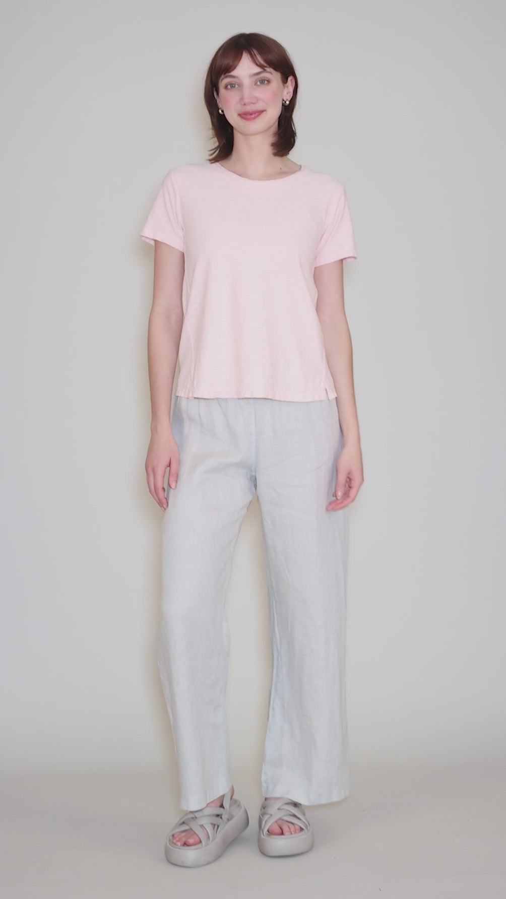 S/S Cropped Tee, Pink Salt Angle 5